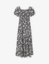 Robe imprimé fleuri à manches élastiquées - Noir - 1