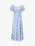 Robe imprimé fleuri à manches élastiquées - Bleu ciel - 4