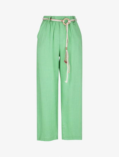 Pantalon droit taille haute élastiquée - Vert - 4
