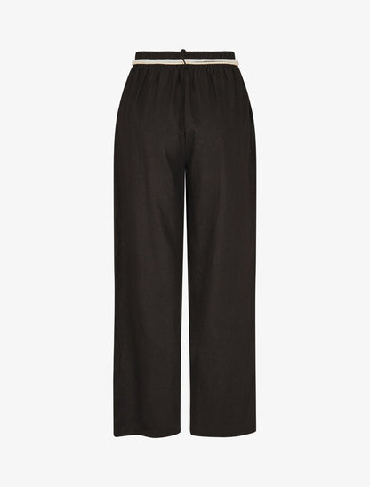 Pantalon droit taille haute élastiquée - Noir - 2