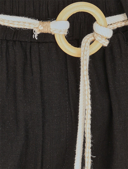 Pantalon droit taille haute élastiquée - Noir - 3