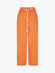 Pantalon droit taille haute élastiquée - Orange - 4