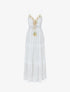Robe longue crochet à détail pompons - Blanc - 1