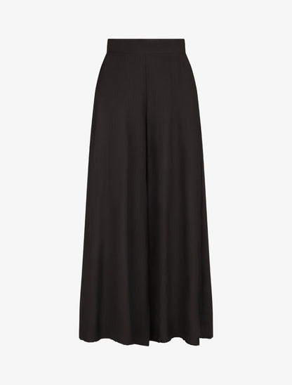 Pantalon ample taille haute élastiquée - Noir - 1