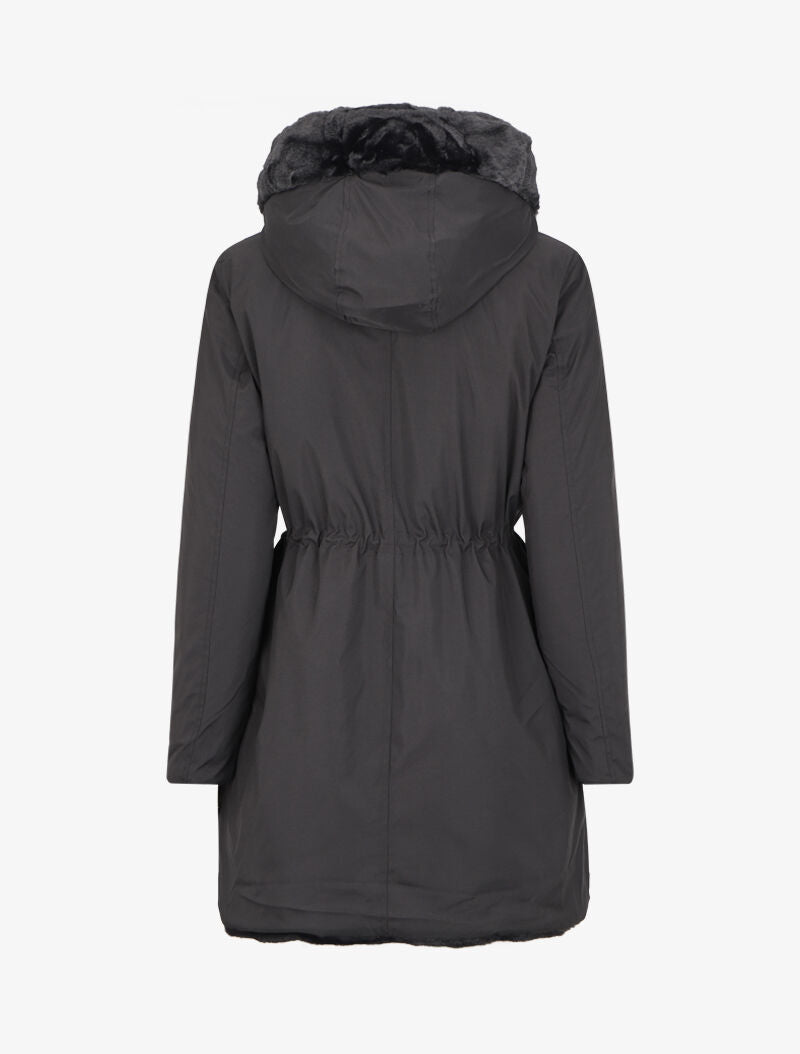 Manteau réversible à capuche - Noir - 2