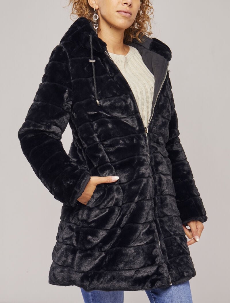 Manteau réversible à capuche - Noir - 6