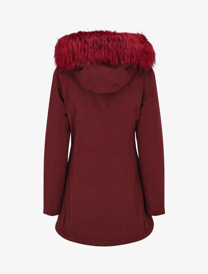 Parka longue à fourrure synthétique amovible - Bordeaux/rouge - 2