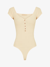 Body uni à manches courtes - Beige - 4