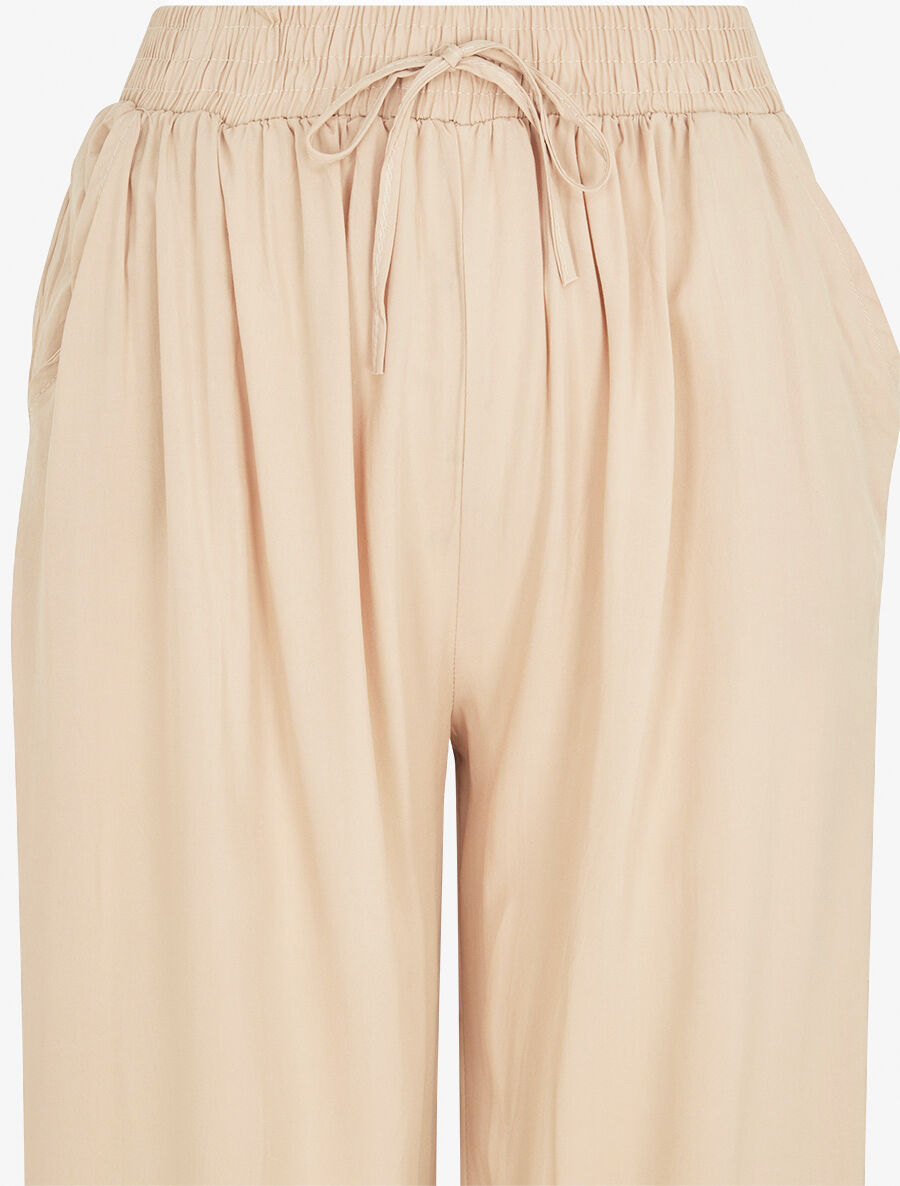 Pantalon ample élastiqué - Beige - 3