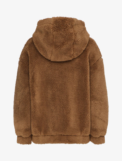 Manteau duveteux à capuche - Camel - 2