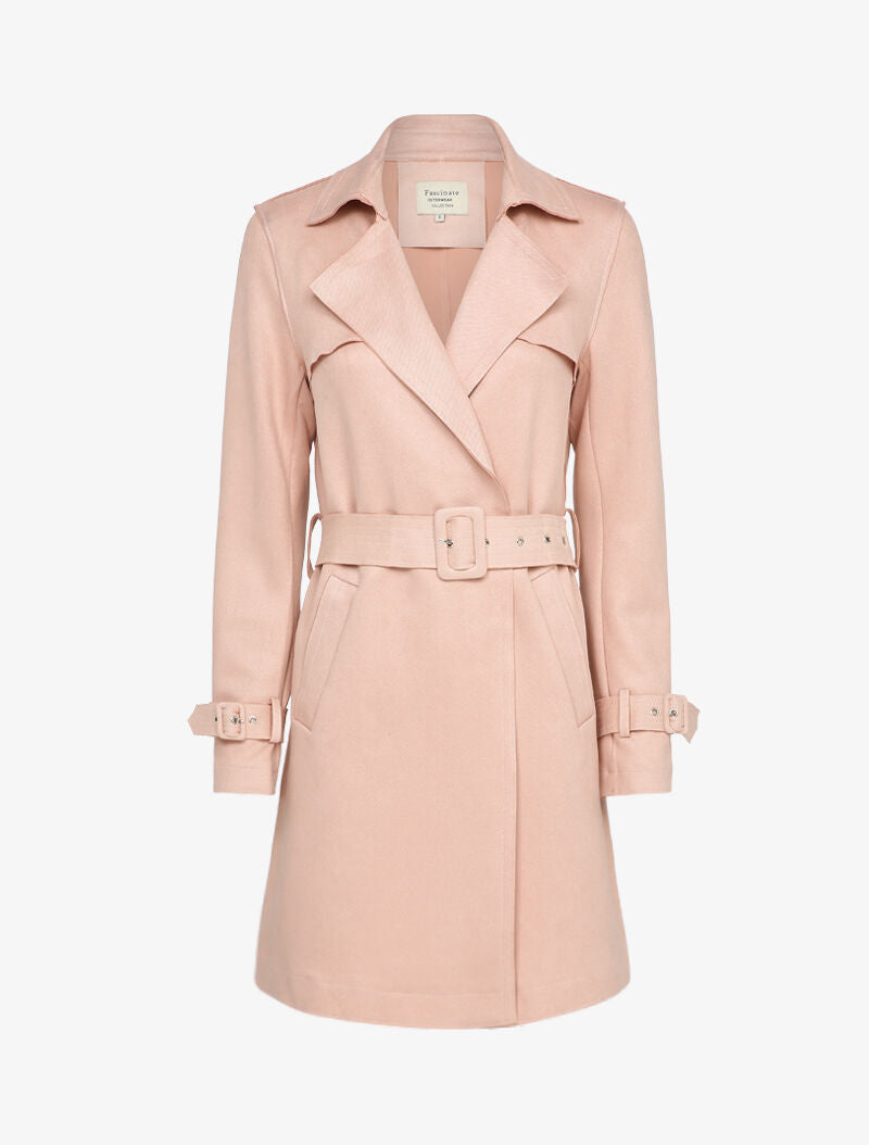 Trench mi-long ceinturé - Rose poudré - 3