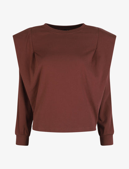 Sweat ample à épaulettes - Marron - 4