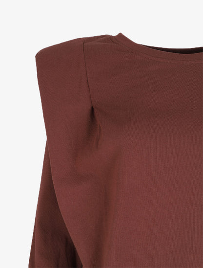 Sweat ample à épaulettes - Marron - 3