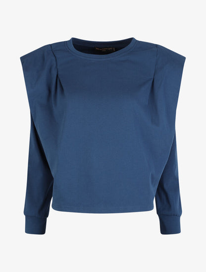 Sweat ample à épaulettes - Bleu - 4