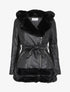 Manteau en simili à empiècement en fausse fourrure - Noir - 1