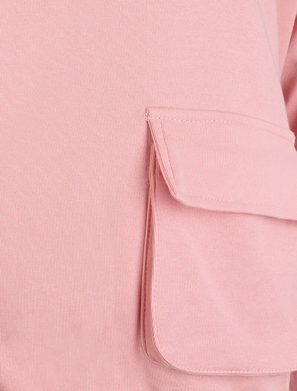 Sweat cargo à capuche - Rose - 3