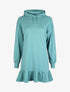 Robe sweat oversize volantée à capuche - Vert - 1