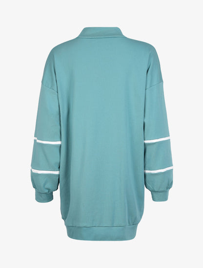 Robe sweat oversize à col zippé - Vert - 2
