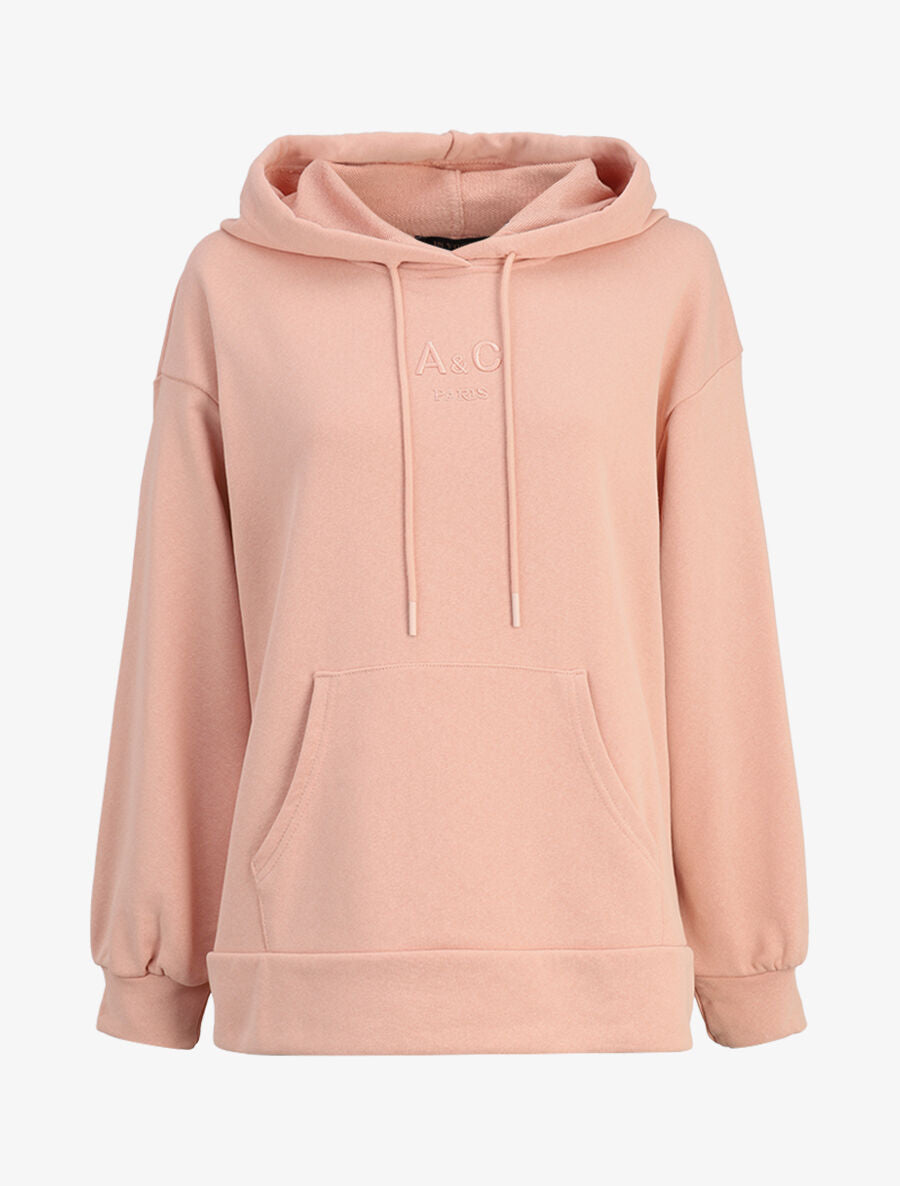 Hoddie oversize à capuche et logo brodé - Rose - 4