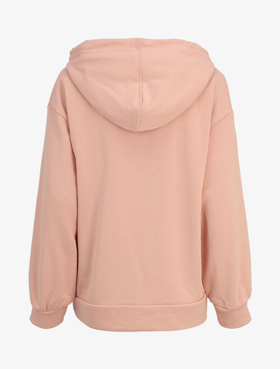 Hoddie oversize à capuche et logo brodé - Rose - 2