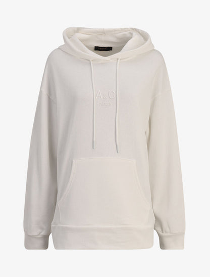 Hoddie oversize à capuche et logo brodé - Blanc - 1