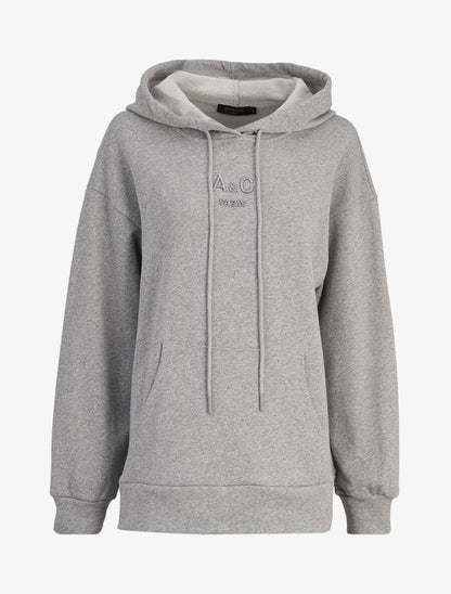 Hoddie oversize à capuche et logo brodé - Gris chiné - 3