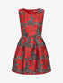 Robe patineuse à motifs roses brodées - Rouge - 4