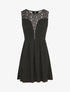 Robe patineuse à col et dos en dentelle - Noir - 4