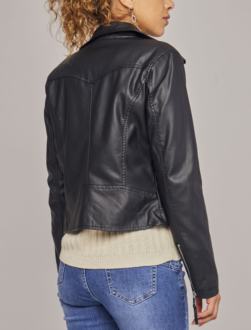 Perfecto court en simili - Noir - 5