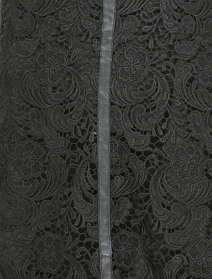 Robe droite en dentelle - Noir - 3
