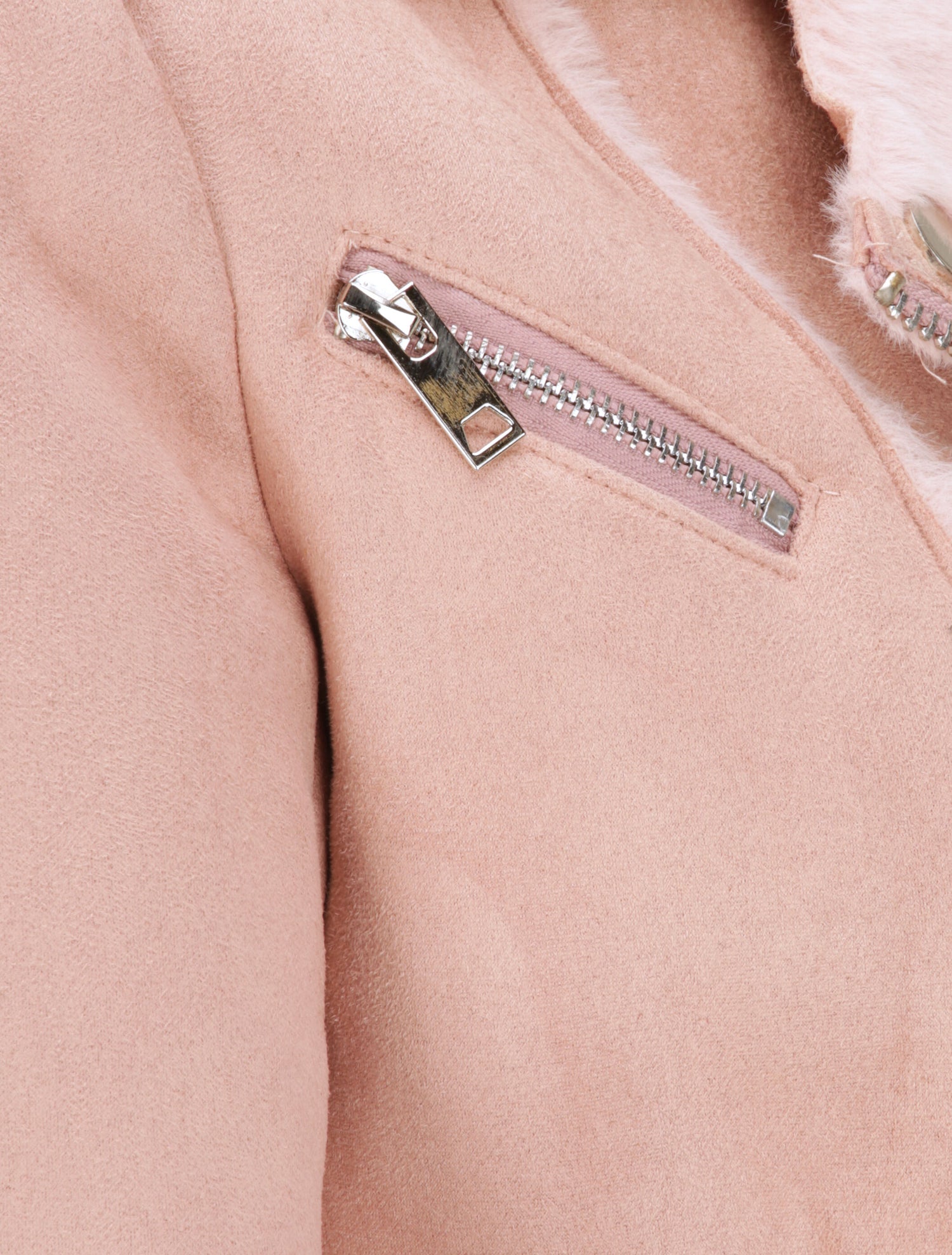 Veste fourrée à coutures contrastantes - Rose - 3