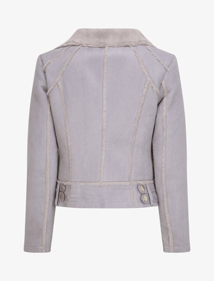 Veste fourrée à sangles - Gris - 2