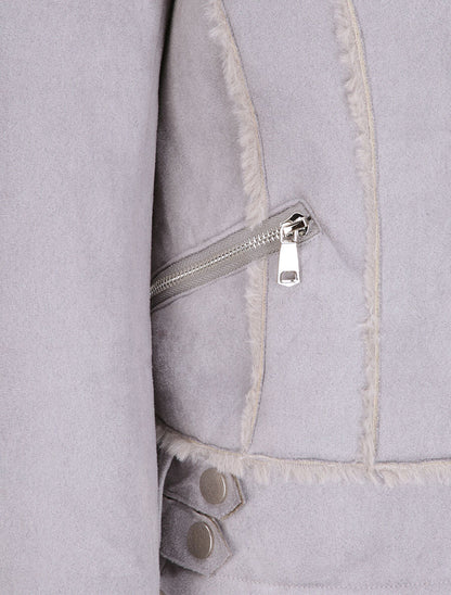 Veste fourrée à sangles - Gris - 3