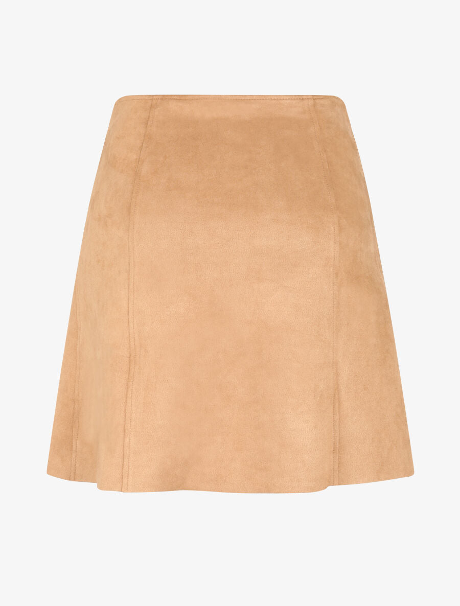 Mini-jupe boutonnée en suédine - Beige - 2
