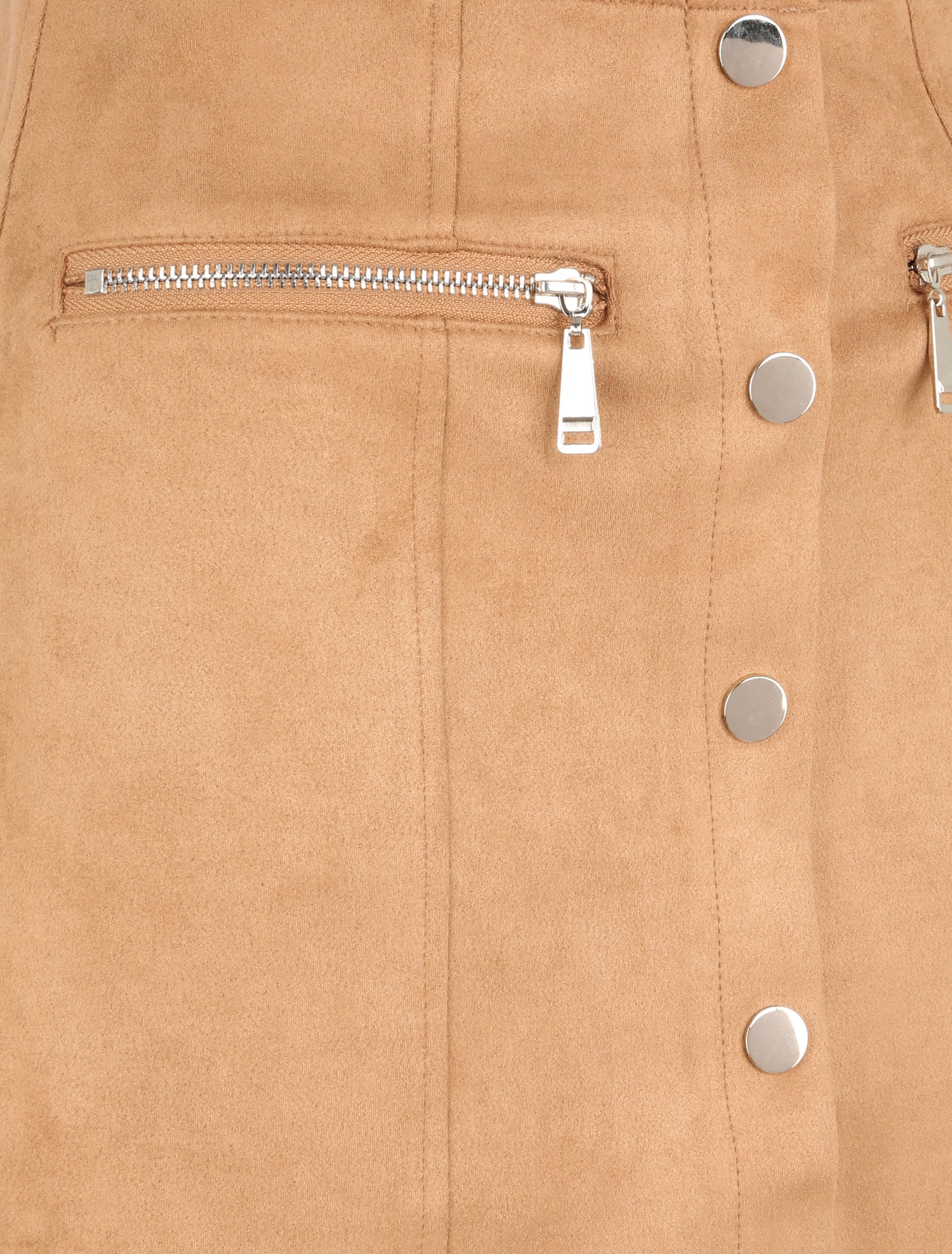 Mini-jupe boutonnée en suédine - Beige - 3