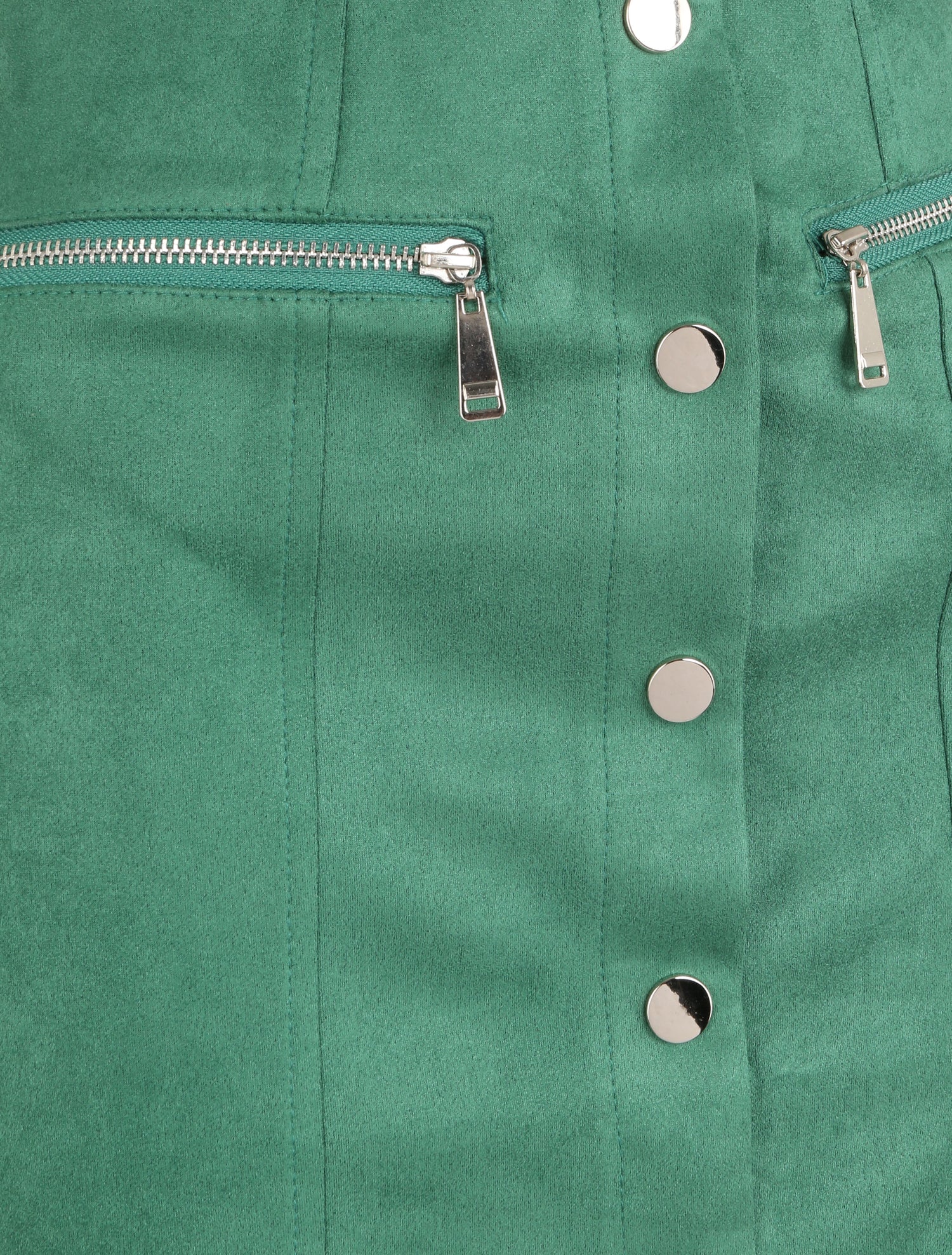 Mini-jupe boutonnée en suédine - Vert - 3