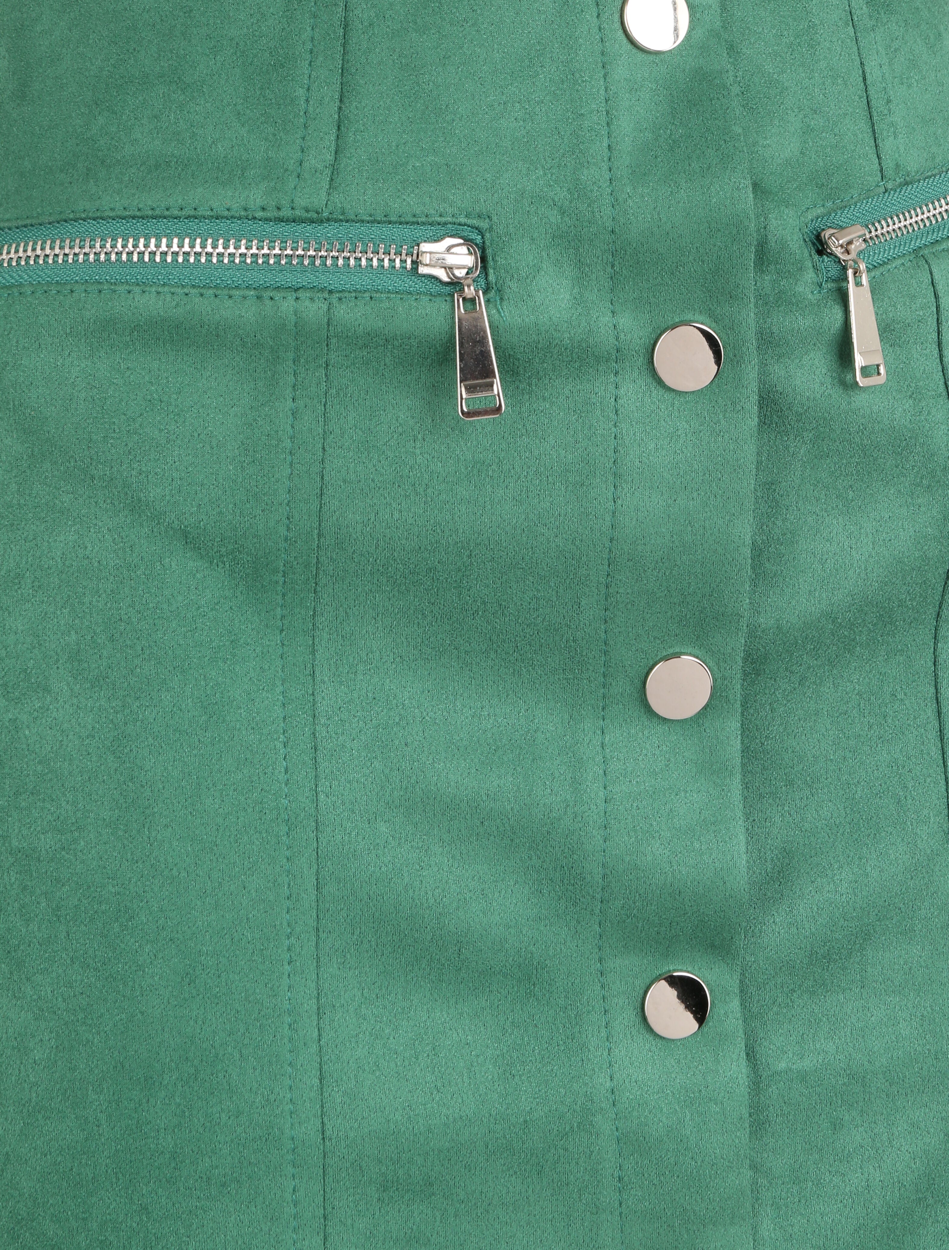 Mini-jupe boutonnée en suédine - Vert - 3