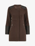 Manteau droit à empiècements en simili matelassé - Marron foncé - 1