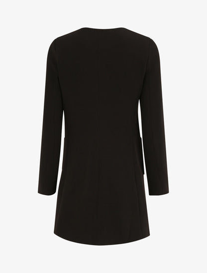 Manteau droit à poches plaquées en simili - Noir - 2