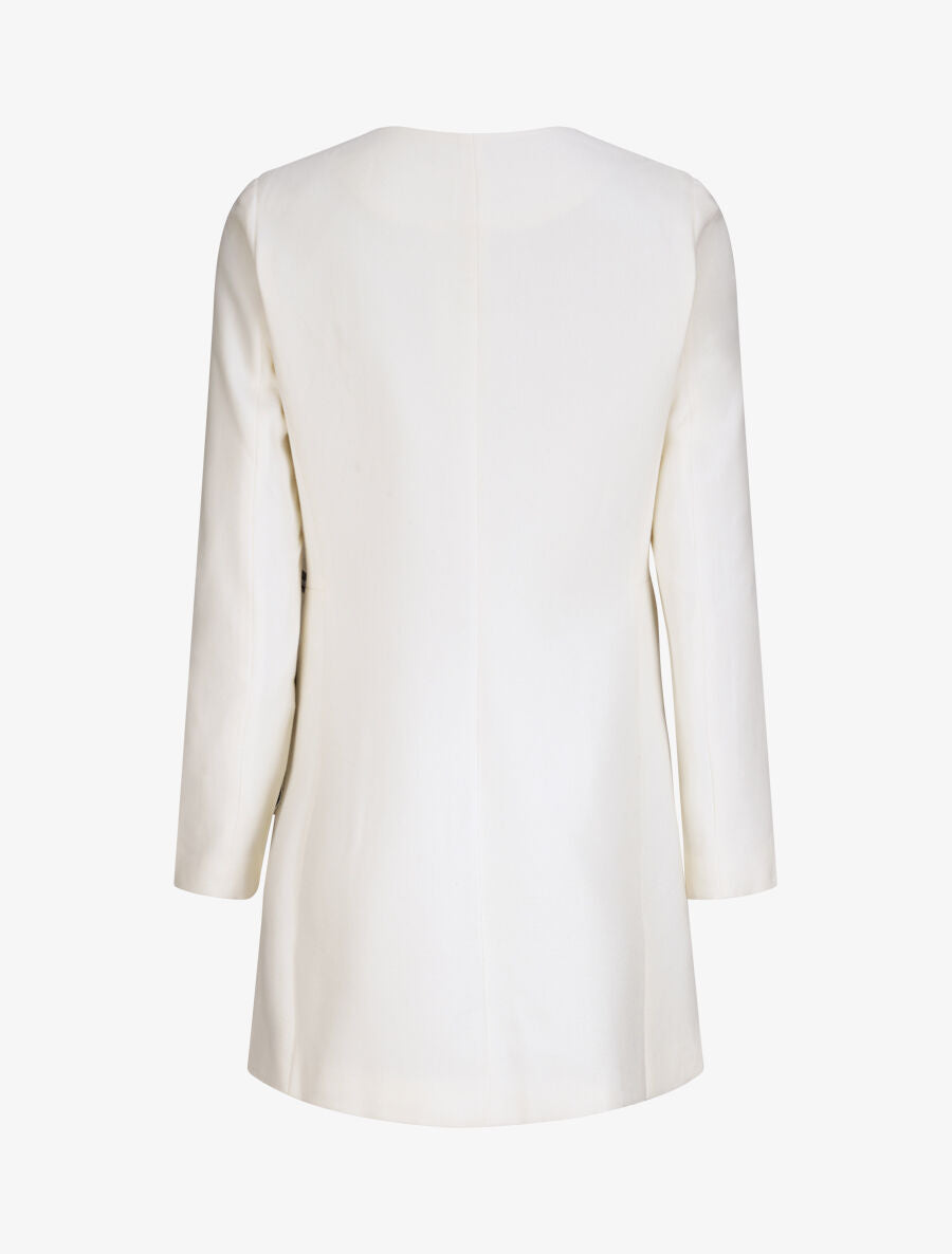 Manteau droit à poches plaquées en simili - Blanc - 2