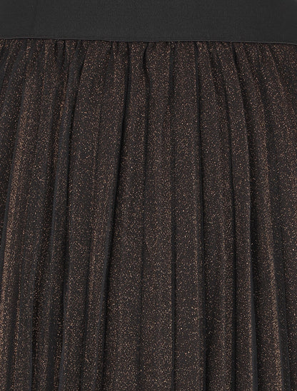 Jupe midi taille haute en tulle - Noir/or - 3