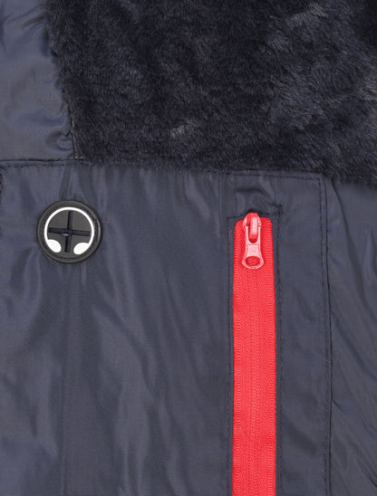 Doudoune mi-longue à poches zippées et capuche - Marine - 6