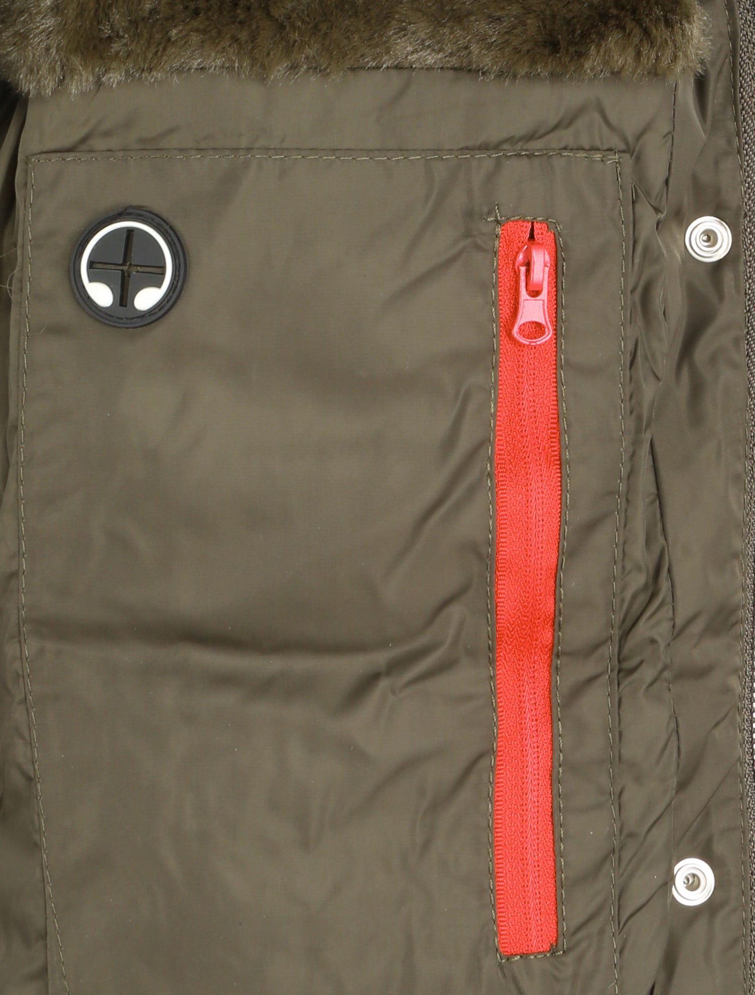 Doudoune cintrée à capuche à détail fausse fourrure - Kaki - 3
