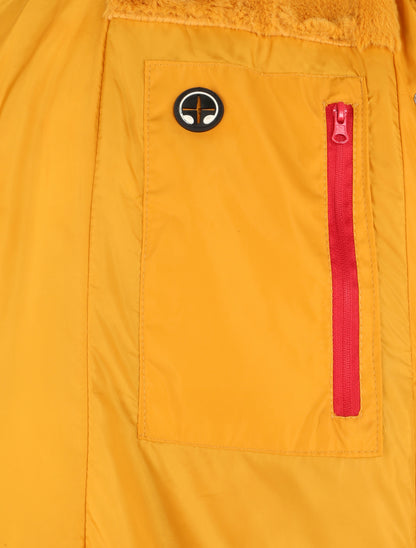 Doudoune cintrée à capuche à détail fausse fourrure - Jaune - 3