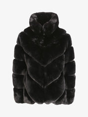 Manteau oversize en fausse fourrure - Noir - 4