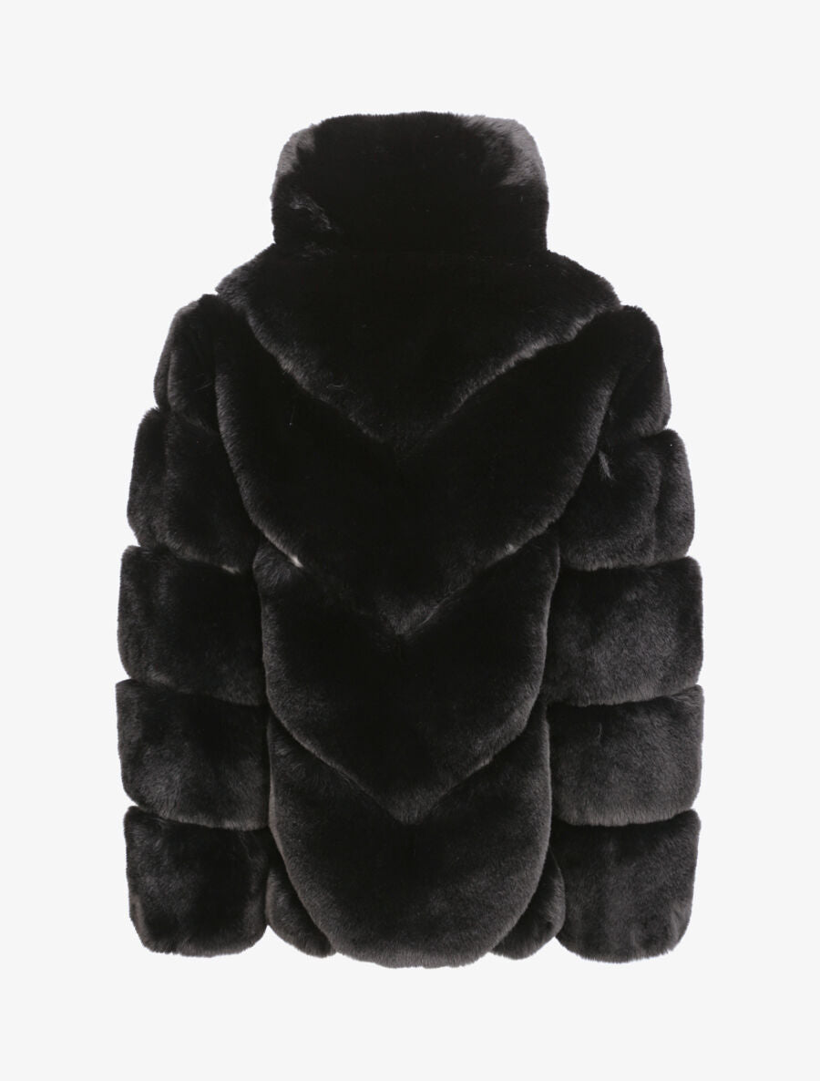 Manteau oversize en fausse fourrure - Noir - 2