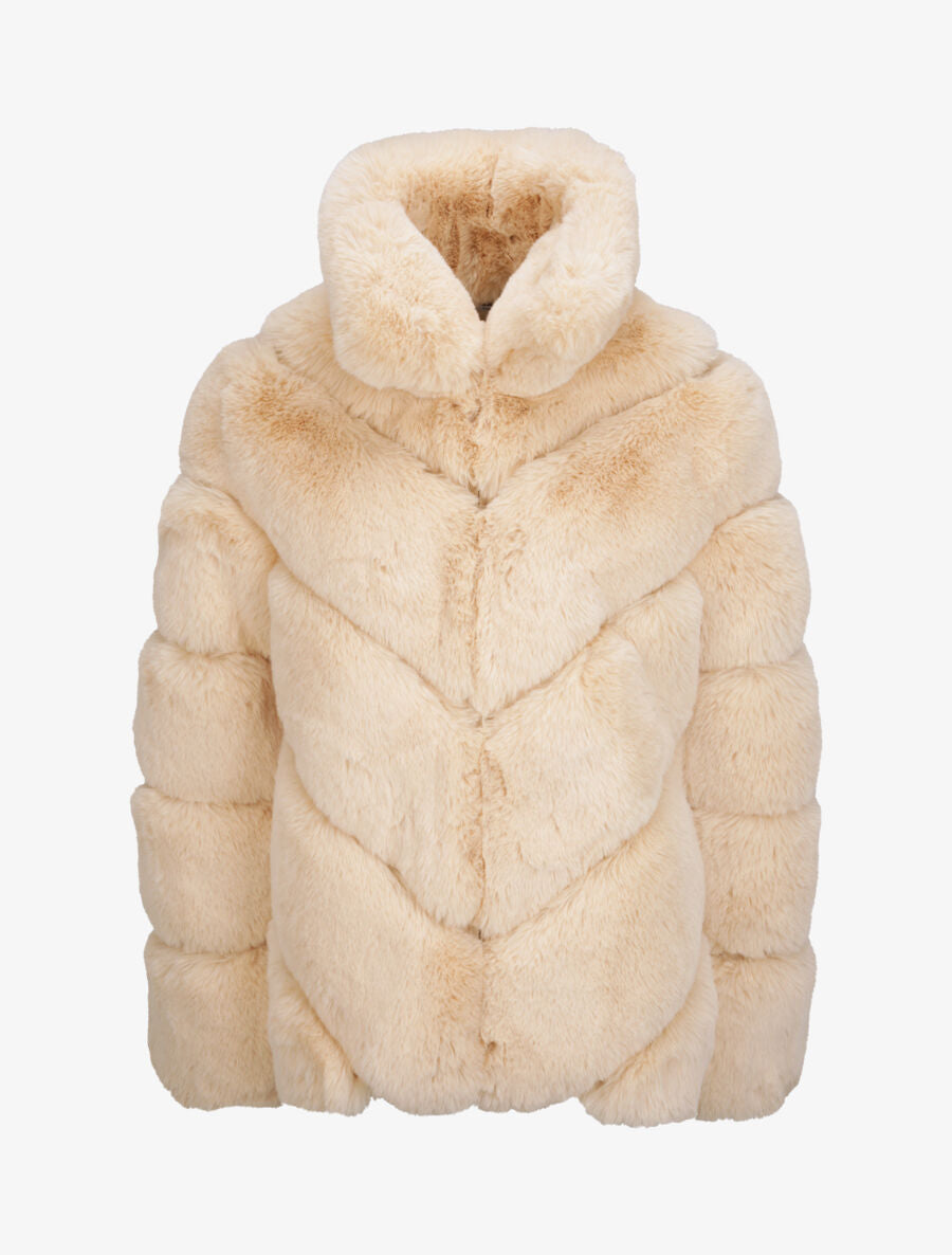 Manteau oversize en fausse fourrure - Beige - 1
