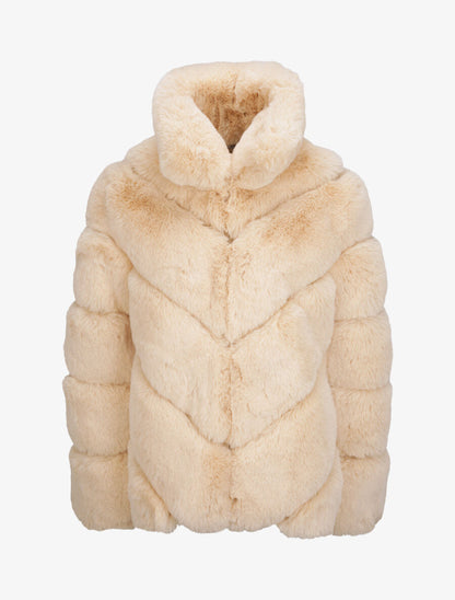 Manteau oversize en fausse fourrure - Beige - 1