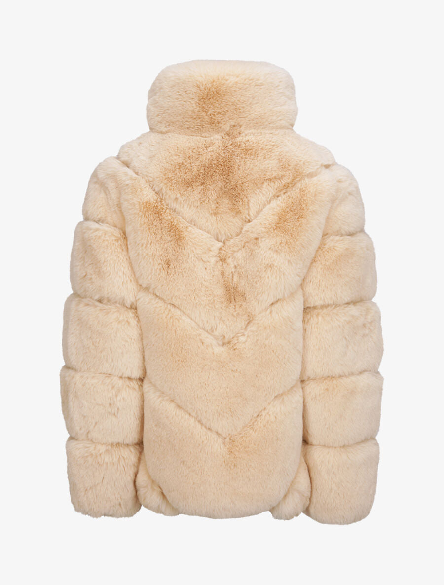 Manteau oversize en fausse fourrure - Beige - 2