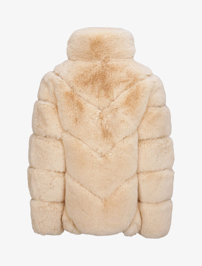 Manteau oversize en fausse fourrure - Beige - 2
